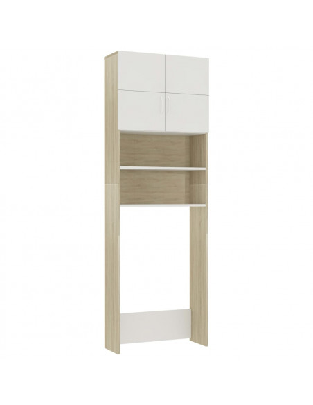 Mobile per Lavatrice Bianco e Rovere Sonoma 64x25,5x190 cm