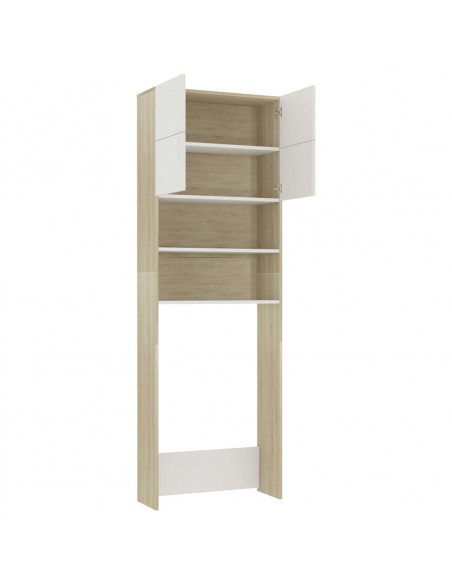 Mobile per Lavatrice Bianco e Rovere Sonoma 64x25,5x190 cm