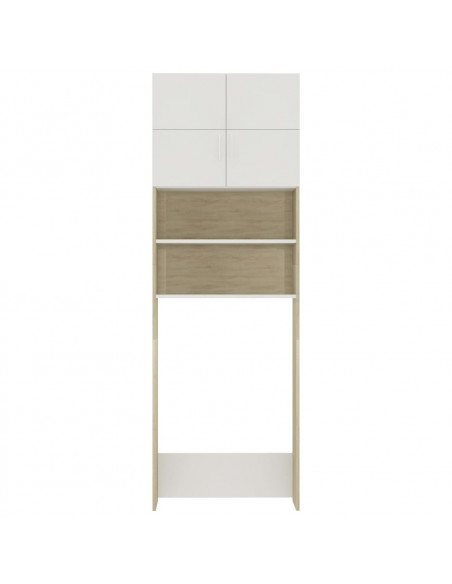 Mobile per Lavatrice Bianco e Rovere Sonoma 64x25,5x190 cm