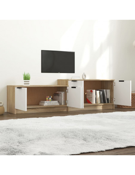 Mobile TV Bianco Rovere Sonoma 158,5x36x45 cm Legno Multistrato