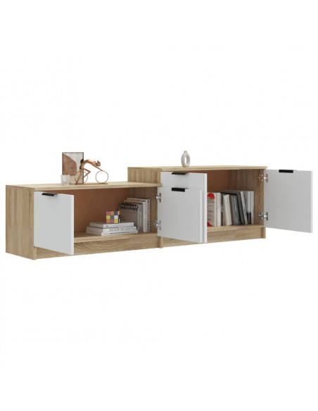 Mobile TV Bianco Rovere Sonoma 158,5x36x45 cm Legno Multistrato