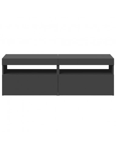 Mobili Porta TV con Luci LED 2 pz Grigi 60x35x40 cm