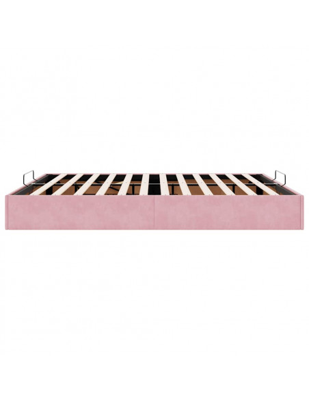 Struttura Letto Pouf senza Materasso Rosa 200x200 cm in Velluto
