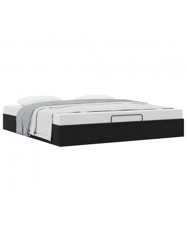 Struttura Letto Pouf senza Materasso Nero 200x200 cm in Velluto