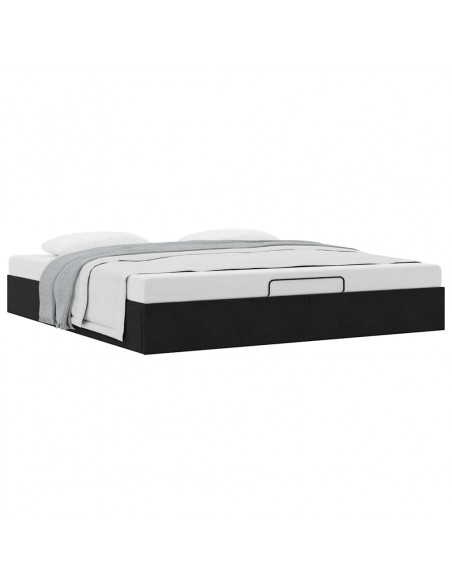 Struttura Letto Pouf senza Materasso Nero 200x200 cm in Velluto