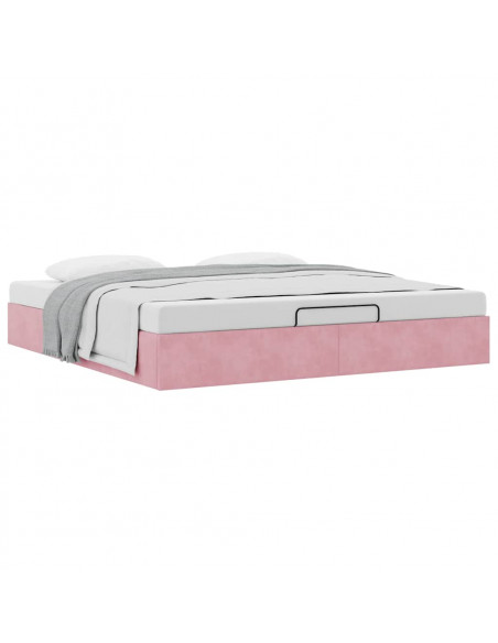 Struttura Letto Pouf senza Materasso Rosa 200x200 cm in Velluto