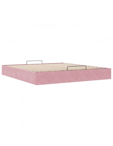 Struttura Letto Pouf senza Materasso Rosa 200x200 cm in Velluto