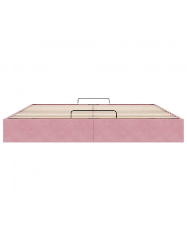 Struttura Letto Pouf senza Materasso Rosa 200x200 cm in Velluto