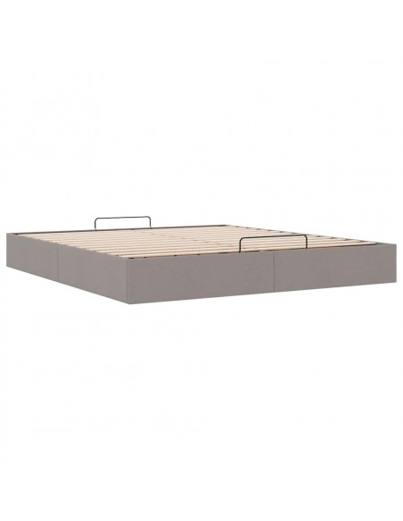 Struttura Letto Pouf senza Materasso Tortora 180x200 cm Tessuto
