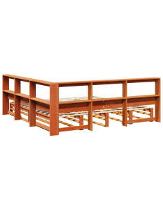 Letto Libreria senza Materasso Marrone Cera 200x200 cm in Pino