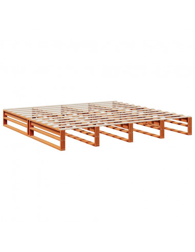 Letto Libreria senza Materasso Marrone Cera 200x200 cm in Pino