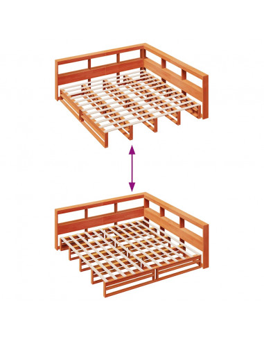 Letto Libreria senza Materasso Marrone Cera 200x200 cm in Pino