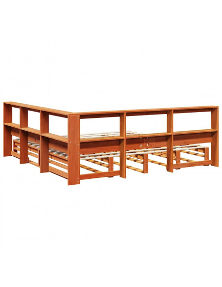 Letto Libreria senza Materasso Marrone Cera 180x200 cm in Pino