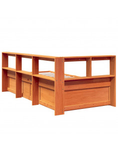 Letto Libreria senza Materasso Marrone Cera 75x190 cm in Pino