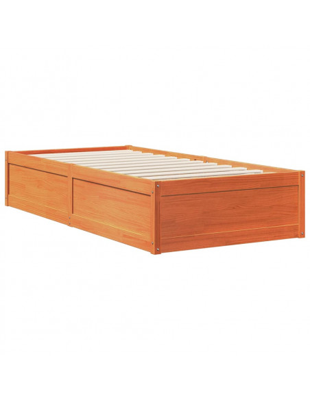 Letto Libreria senza Materasso Marrone Cera 75x190 cm in Pino
