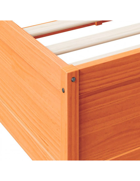 Letto Libreria senza Materasso Marrone Cera 75x190 cm in Pino