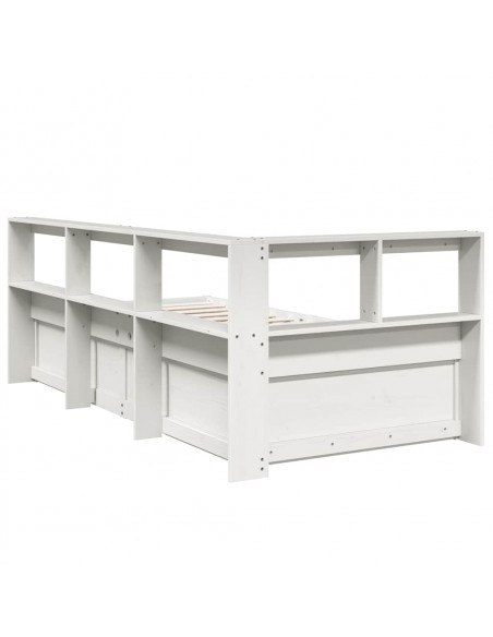 Letto Libreria senza Materasso Bianco 90x190 cm Massello Pino