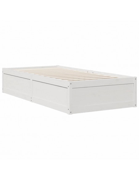 Letto Libreria senza Materasso Bianco 90x190 cm Massello Pino