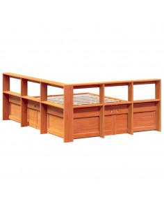 Letto Libreria senza Materasso Marrone Cera 140x200 cm in Pino