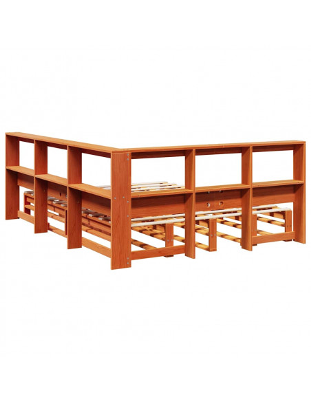 Letto Libreria senza Materasso Marrone Cera 150x200 cm in Pino