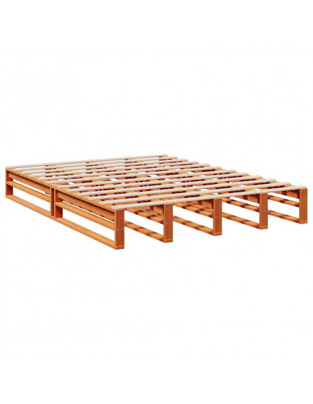 Letto Libreria senza Materasso Marrone Cera 150x200 cm in Pino