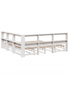 Letto Libreria senza Materasso Bianco 200x200 cm Legno di Pino