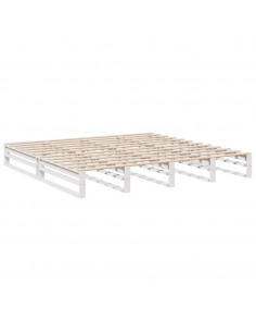 Letto Libreria senza Materasso Bianco 200x200 cm Legno di Pino 2