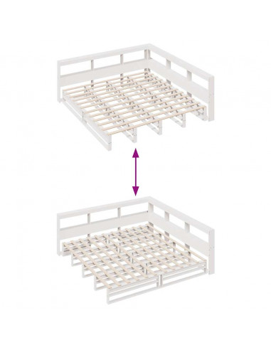 Letto Libreria senza Materasso Bianco 200x200 cm Legno di Pino