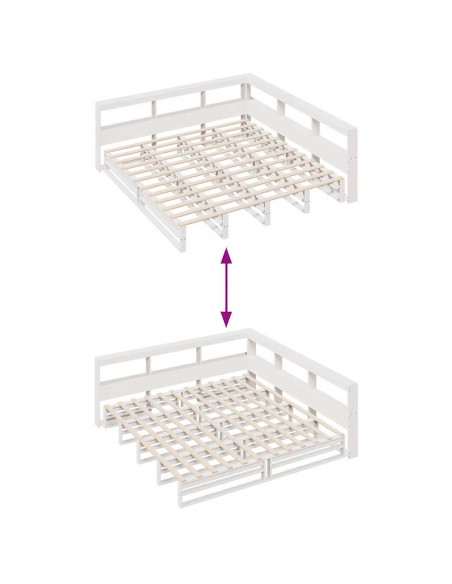 Letto Libreria senza Materasso Bianco 200x200 cm Legno di Pino
