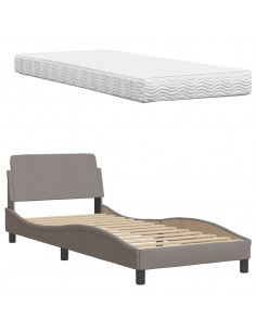 Letto con Materasso Tortora 90x200 cm in Tessuto 2