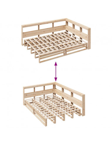 Letto Libreria senza Materasso 160x200 cm in Legno di Pino