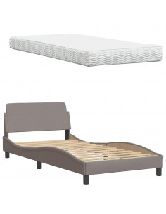 Letto con Materasso Tortora 100x200 cm in Tessuto 2