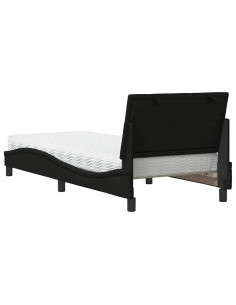 Letto con Materasso Nero 90x200 cm in Tessuto