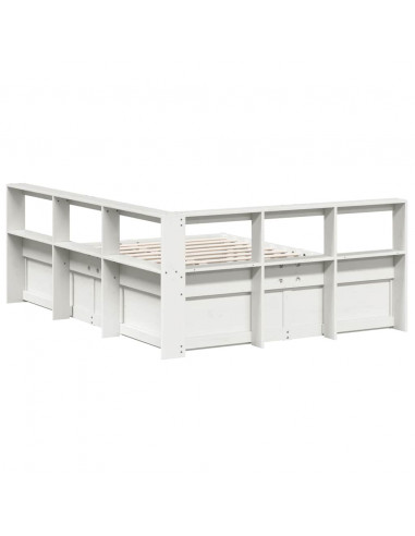 Letto Libreria senza Materasso Bianco 140x200 cm Legno di Pino