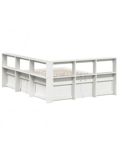 Letto Libreria senza Materasso Bianco 140x200 cm Legno di Pino