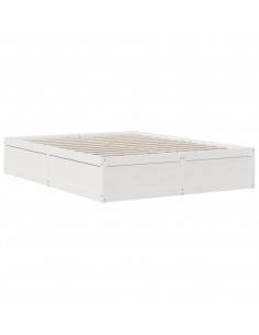 Letto Libreria senza Materasso Bianco 140x200 cm Legno di Pino 2