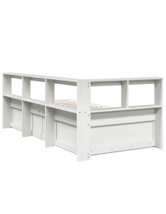 Letto Libreria senza Materasso Bianco 100x200 cm Legno di Pino