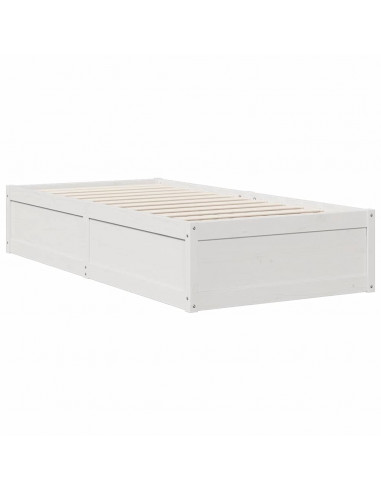 Letto Libreria senza Materasso Bianco 100x200 cm Legno di Pino