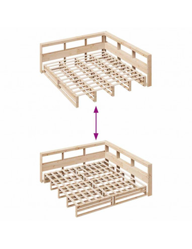 Letto Libreria senza Materasso 200x200 cm in Legno di Pino