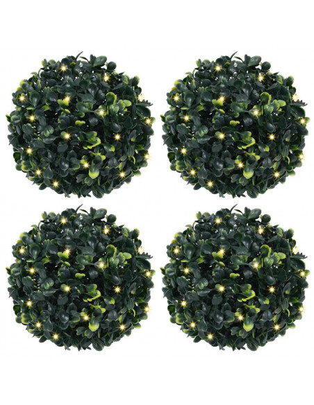 Sfere di Bosso Artificiale con Luci LED 4 pz Verdi 12 cm