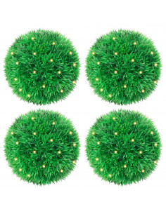 Sfere di Bosso Artificiale con Luci LED 4 pz Verdi 12 cm