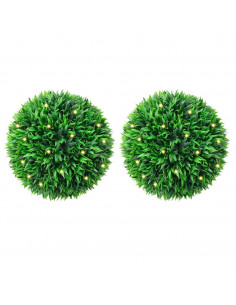 Sfere di Bosso Artificiale con Luci LED 2 pz Verdi 47 cm