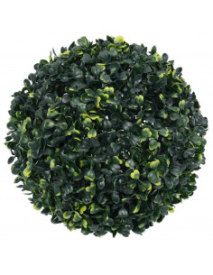 Sfere di Bosso Artificiale con Luci LED 2 pz Verdi 45 cm 2