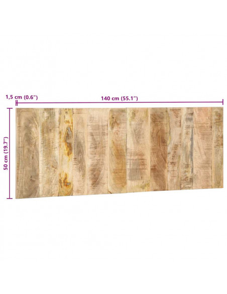 Testiera 140 cm in Legno Massello di Mango Grezzo