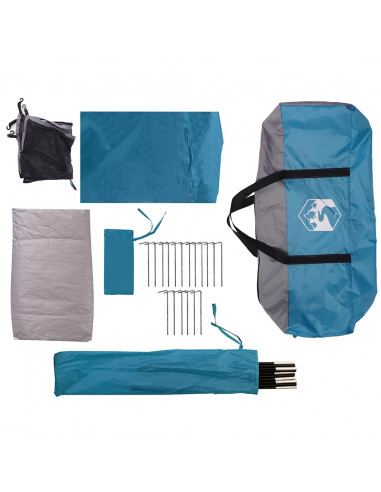 Tenda da Campeggio a Cupola per 9 Persone Blu Impermeabile