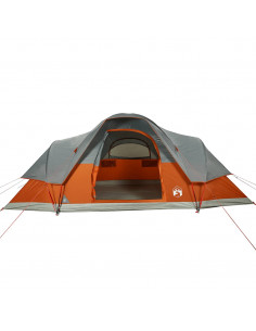 Tenda da Campeggio a Cupola 9 Persone Grigio e Arancione