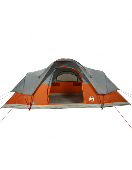 Tenda da Campeggio a Cupola 9 Persone Grigio e Arancione