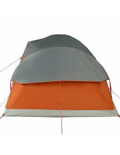 Tenda da Campeggio a Cupola 9 Persone Grigio e Arancione 2