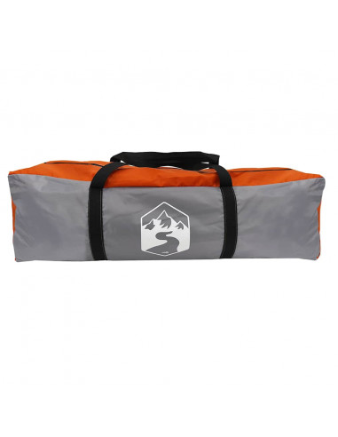 Tenda da Campeggio a Cupola 9 Persone Grigio e Arancione