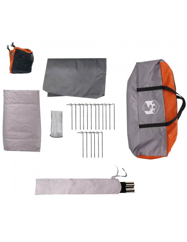 Tenda da Campeggio a Cupola 9 Persone Grigio e Arancione